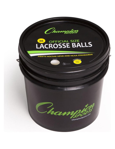Pelotas de Lacrosse Champion Sports - Cubo con 36 Pelotas Blancas