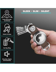 Organizador de Llaves con Soporte para AirTag Loovike - Cuero Marrón 2