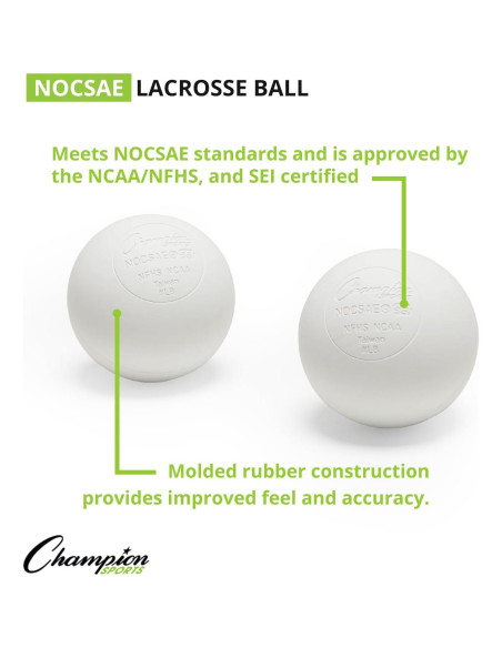 Pelotas de Lacrosse Champion Sports - Cubo con 36 Pelotas Blancas