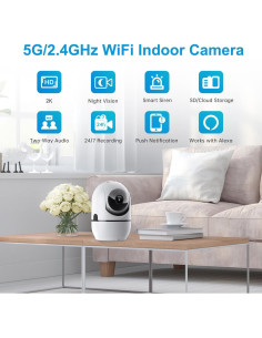 Cámara de Seguridad Interior GBIUT 2K WiFi 5G/2.4GHz con Audio 2