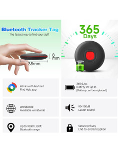 Etiquetas de Rastreo Bluetooth LocGuaxrd W Tag - 4 Pack Negro 2