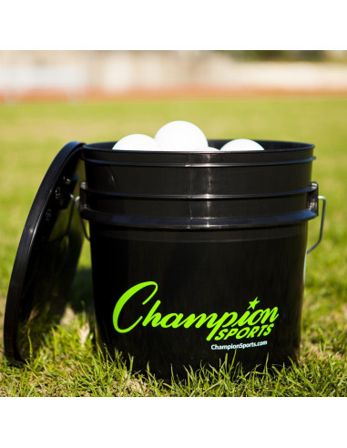 Pelotas de Lacrosse Champion Sports - Cubo con 36 Pelotas Blancas