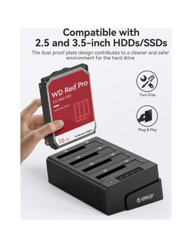 Estación de Acoplamiento ORICO 6648US3 4 Bahías USB 3.0 80TB