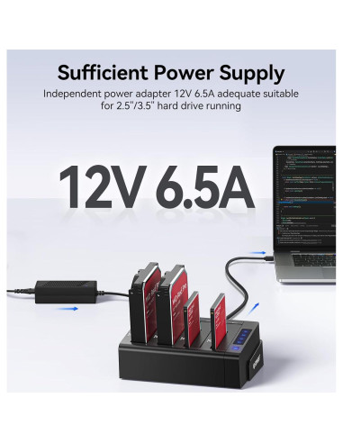 Estación de Acoplamiento ORICO 6648US3 4 Bahías USB 3.0 80TB