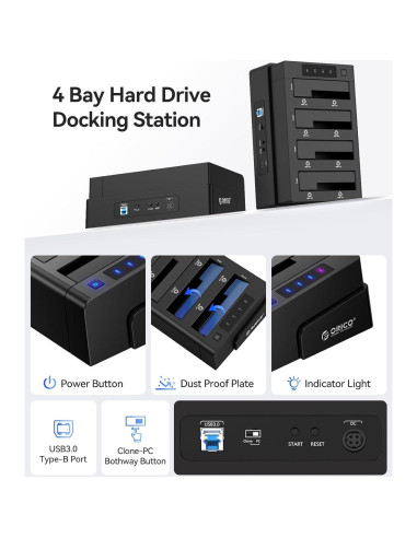 Estación de Acoplamiento ORICO 6648US3 4 Bahías USB 3.0 80TB