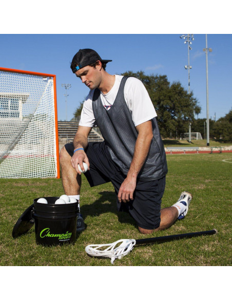 Pelotas de Lacrosse Champion Sports - Cubo con 36 Pelotas Blancas