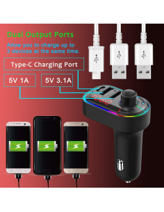 Transmisor FM Bluetooth 5.0 Eessley para coche con carga rápida 2