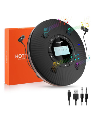 Reproductor de CD Portátil HOTT C228 Bluetooth 5.3 4 Altavoces