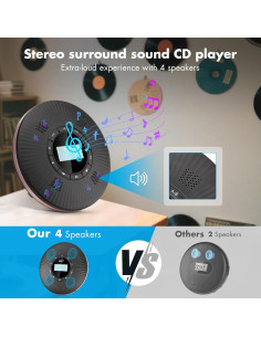 Reproductor de CD Portátil HOTT C228 Bluetooth 5.3 4 Altavoces 2