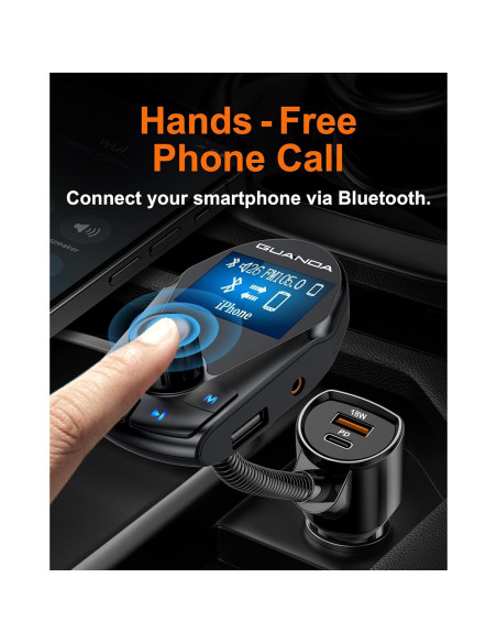 Transmisor FM Bluetooth Guanda RM150 con Carga Rápida 30W
