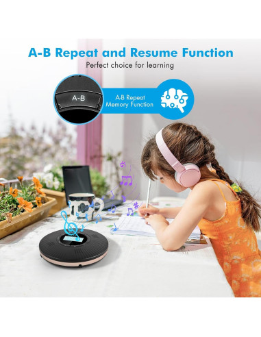 Reproductor de CD Portátil HOTT C228 Bluetooth 5.3 4 Altavoces