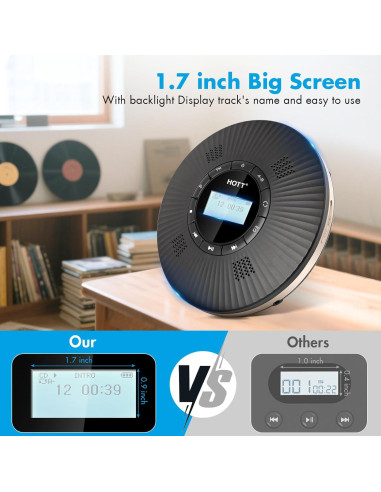 Reproductor de CD Portátil HOTT C228 Bluetooth 5.3 4 Altavoces