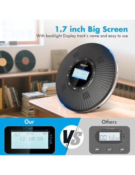 Reproductor de CD Portátil HOTT C228 Bluetooth 5.3 4 Altavoces