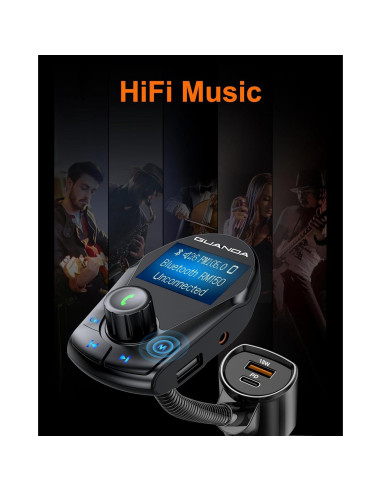 Transmisor FM Bluetooth Guanda RM150 con Carga Rápida 30W
