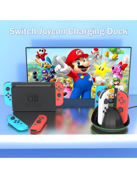 Cargador Rápido 4 en 1 NALENSY para Joy Con de Nintendo Switch