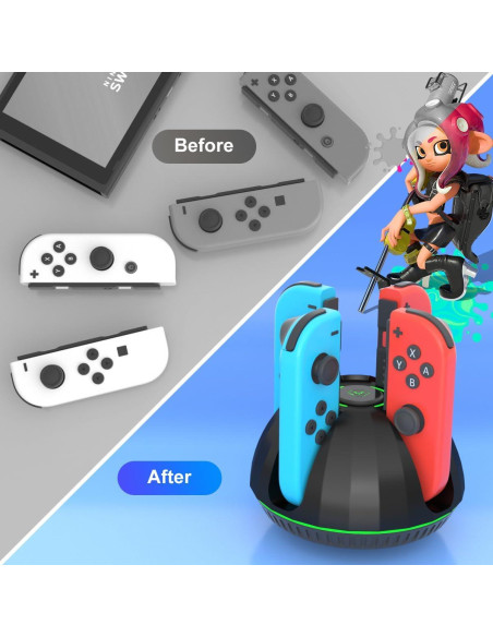 Cargador Rápido 4 en 1 NALENSY para Joy Con de Nintendo Switch