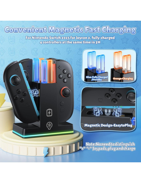 Estación de Carga Rápida FASTSNAIL para Joy-Con Switch 2