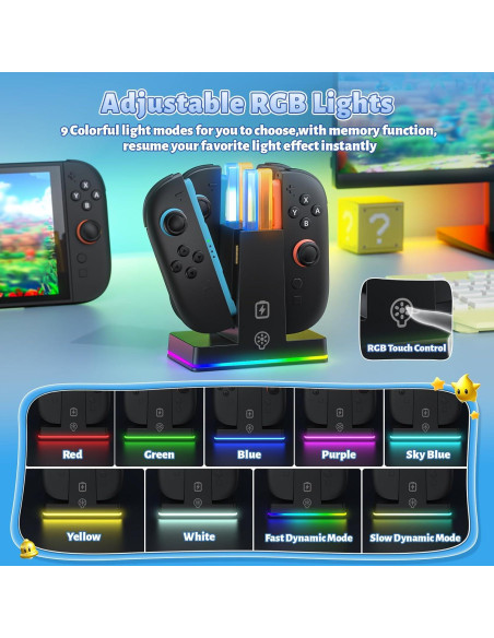 Estación de Carga Rápida FASTSNAIL para Joy-Con Switch 2
