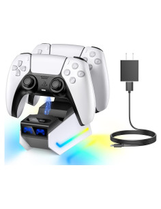 Cargador Rápido New bee para Controladores PS5 con RGB