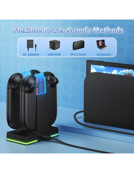 Estación de Carga Rápida FASTSNAIL para Joy-Con Switch 2