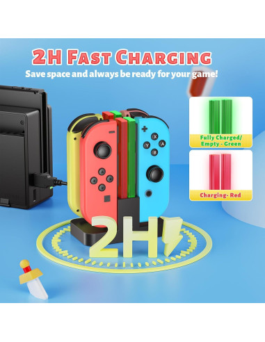 Dock de Carga FastSnail para Joy-Con Nintendo Switch OLED