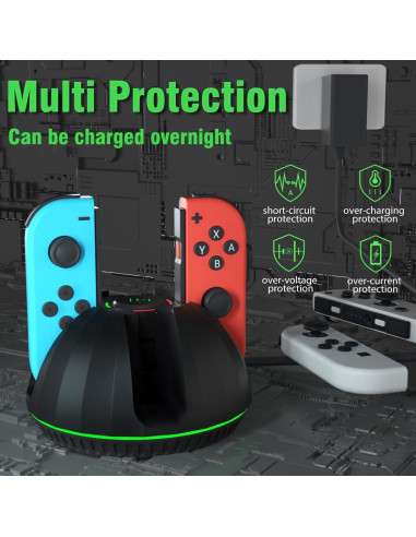 Dock de Carga para Joy-Con Nintendo Switch PURBHE - 4 en 1 con LED