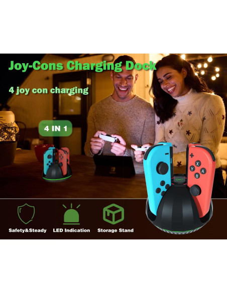 Dock de Carga para Joy-Con Nintendo Switch PURBHE - 4 en 1 con LED Dock de Carga para Joy-Con Nintendo Switch PURBHE - 4 en 1 con LED