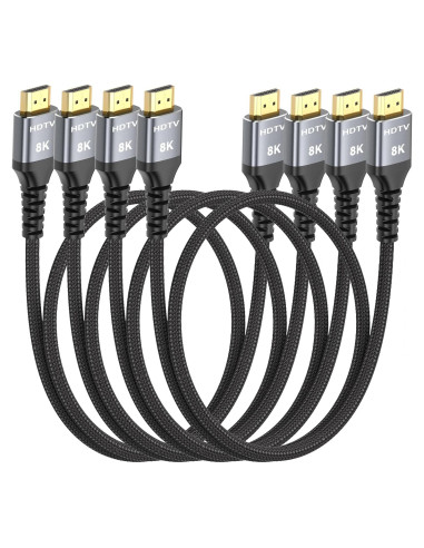 Cable HDMI 2.1 MOSIMLI 0.91m 4-Pack Alta Velocidad 48Gbps