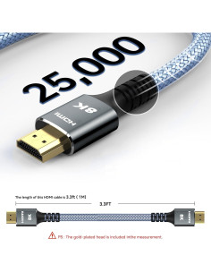 Cable HDMI 8K Kirei V 1M Ultra Alta Velocidad 48Gbps 2