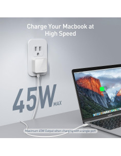 Cargador de pared USB C Nekmit 47W Dual Carga Rápida Blanco 2