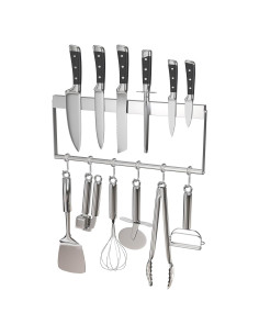 Soporte Magnético para Cuchillos TIMIEEYA 41 cm con 6 Ganchos