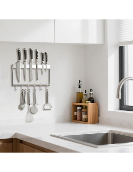 Soporte Magnético para Cuchillos TIMIEEYA 41 cm con 6 Ganchos Soporte Magnético para Cuchillos TIMIEEYA 41 cm con 6 Ganchos
