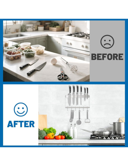 Soporte Magnético para Cuchillos TIMIEEYA 41 cm con 6 Ganchos Soporte Magnético para Cuchillos TIMIEEYA 41 cm con 6 Ganchos