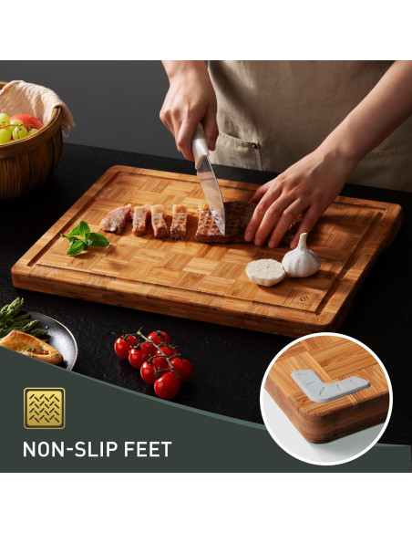Juego de 3 Tablas de Cortar de Bambú Socisen Antideslizantes
