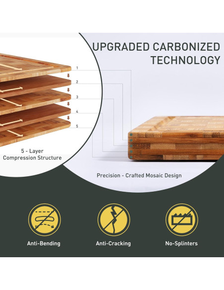 Juego de 3 Tablas de Cortar de Bambú Socisen Antideslizantes