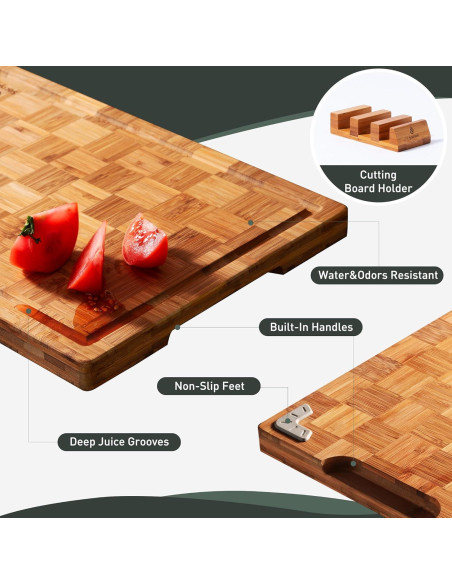 Juego de 3 Tablas de Cortar de Bambú Socisen Antideslizantes