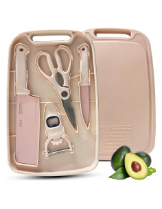 Juego de Tabla de Cortar y Cuchillo WEISHEHUG 5 en 1 Rosa
