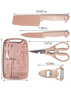 Juego de Tabla de Cortar y Cuchillo WEISHEHUG 5 en 1 Rosa 2