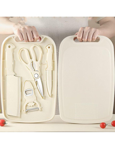 Juego de Tabla de Cortar y Cuchillo WEISHEHUG 5 en 1 Rosa