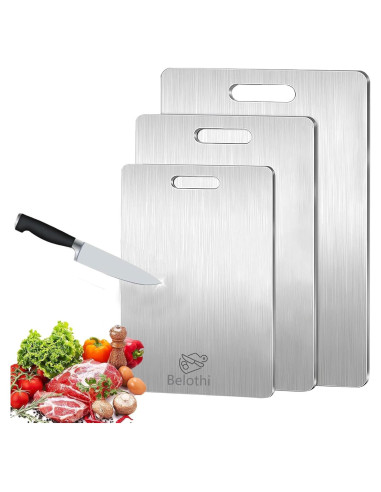 Juego de 3 Tablas de Cortar Acero Inoxidable Belothi 304