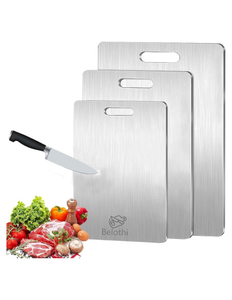 Juego de 3 Tablas de Cortar Acero Inoxidable Belothi 304