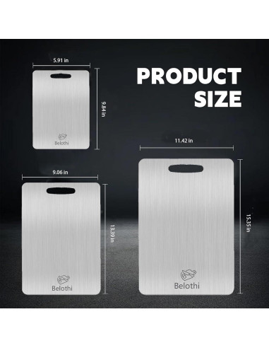 Juego de 3 Tablas de Cortar Acero Inoxidable Belothi 304