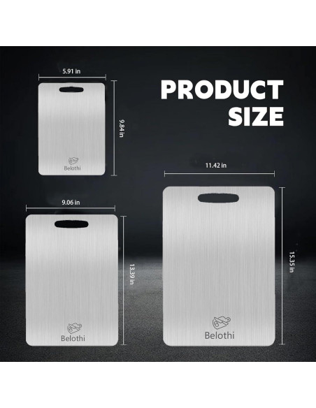 Juego de 3 Tablas de Cortar Acero Inoxidable Belothi 304