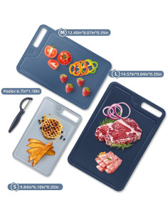 Juego de 4 tablas de cortar plásticas Jaulaors antideslizantes 2