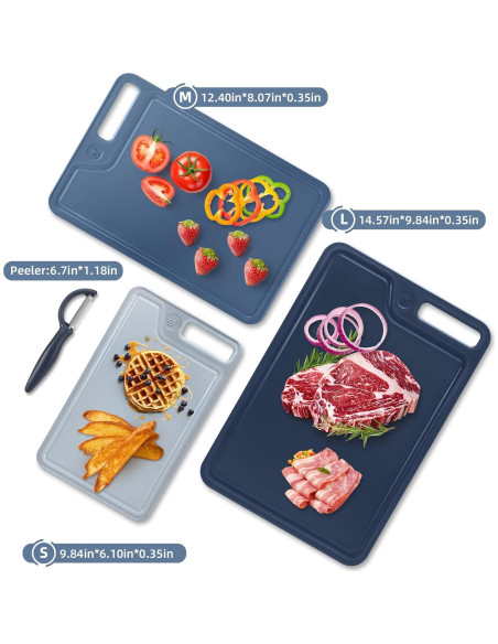 Juego de 4 tablas de cortar plásticas Jaulaors antideslizantes