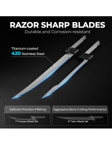 Cuchillo de filete eléctrico KastKing Speed Demon 110V con 2 cuchillas