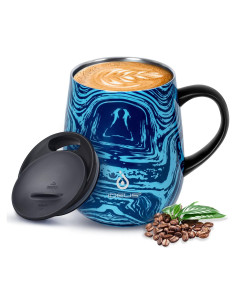 Taza de Café Aislada Ideus 0.47L Doble Pared Cebra Azul