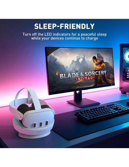 Estación de Carga PRISMXR Carina D1 para Quest 3 con 2 Baterías