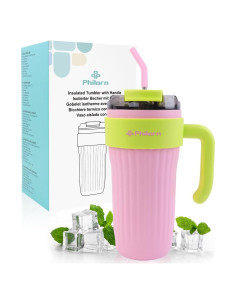 Botella de Agua Aislada PHILORN 800 ml Rosa con Pajilla