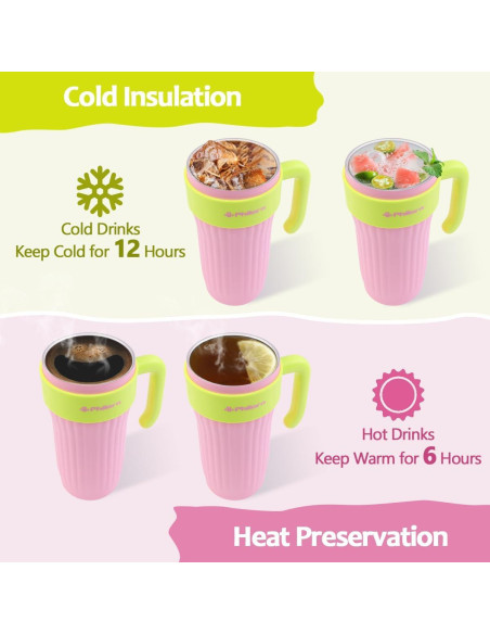 Botella de Agua Aislada PHILORN 800 ml Rosa con Pajilla